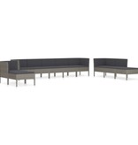 VidaXL 10-delige Loungeset met kussens poly rattan grijs