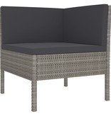 VidaXL 10-delige Loungeset met kussens poly rattan grijs