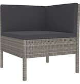 vidaXL 10-delige Loungeset met kussens poly rattan grijs