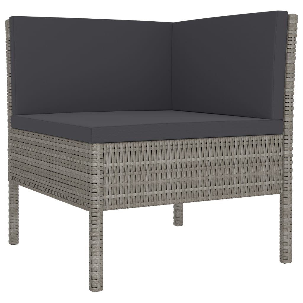 VidaXL 10-delige Loungeset met kussens poly rattan grijs