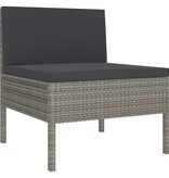 VidaXL 10-delige Loungeset met kussens poly rattan grijs