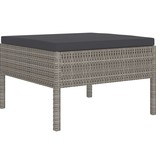 VidaXL 10-delige Loungeset met kussens poly rattan grijs