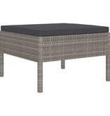 vidaXL 10-delige Loungeset met kussens poly rattan grijs