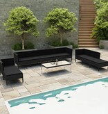 VidaXL 10-delige Loungeset met kussens poly rattan zwart