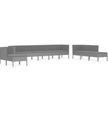 VidaXL 10-delige Loungeset met kussens poly rattan zwart