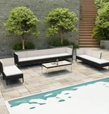 VidaXL 10-delige Loungeset met kussens poly rattan zwart