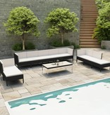 vidaXL 10-delige Loungeset met kussens poly rattan zwart