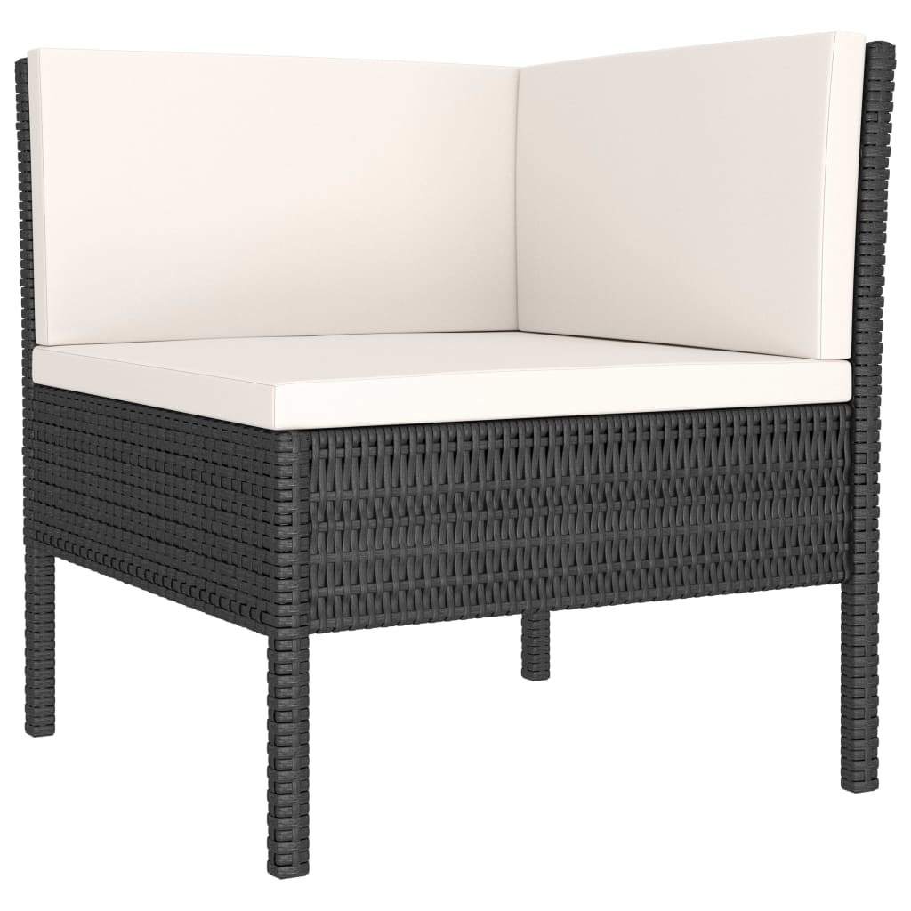 vidaXL 10-delige Loungeset met kussens poly rattan zwart