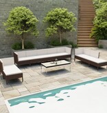 VidaXL 10-delige Loungeset met kussens poly rattan bruin