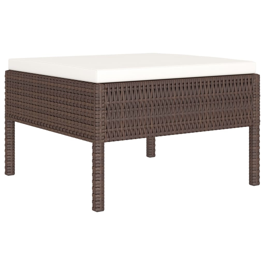 VidaXL 10-delige Loungeset met kussens poly rattan bruin