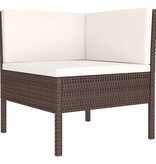 VidaXL 10-delige Loungeset met kussens poly rattan bruin