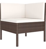 vidaXL 10-delige Loungeset met kussens poly rattan bruin