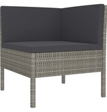 VidaXL 9-delige Loungeset met kussens poly rattan grijs
