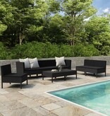 VidaXL 9-delige Loungeset met kussens poly rattan zwart