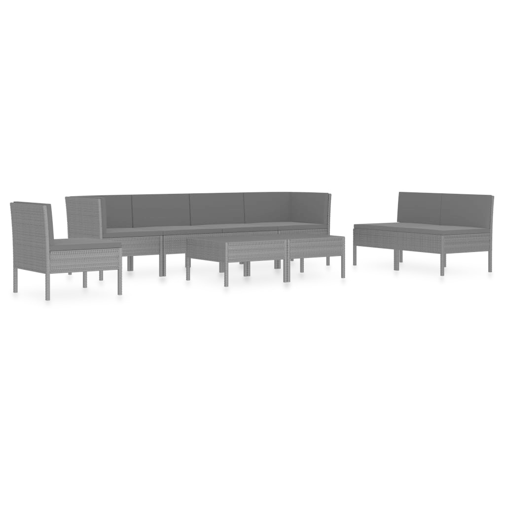 VidaXL 9-delige Loungeset met kussens poly rattan zwart