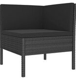 VidaXL 9-delige Loungeset met kussens poly rattan zwart