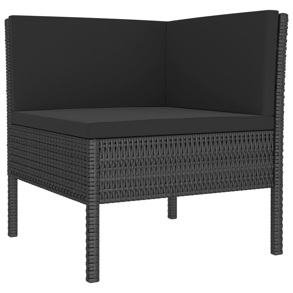 VidaXL 9-delige Loungeset met kussens poly rattan zwart