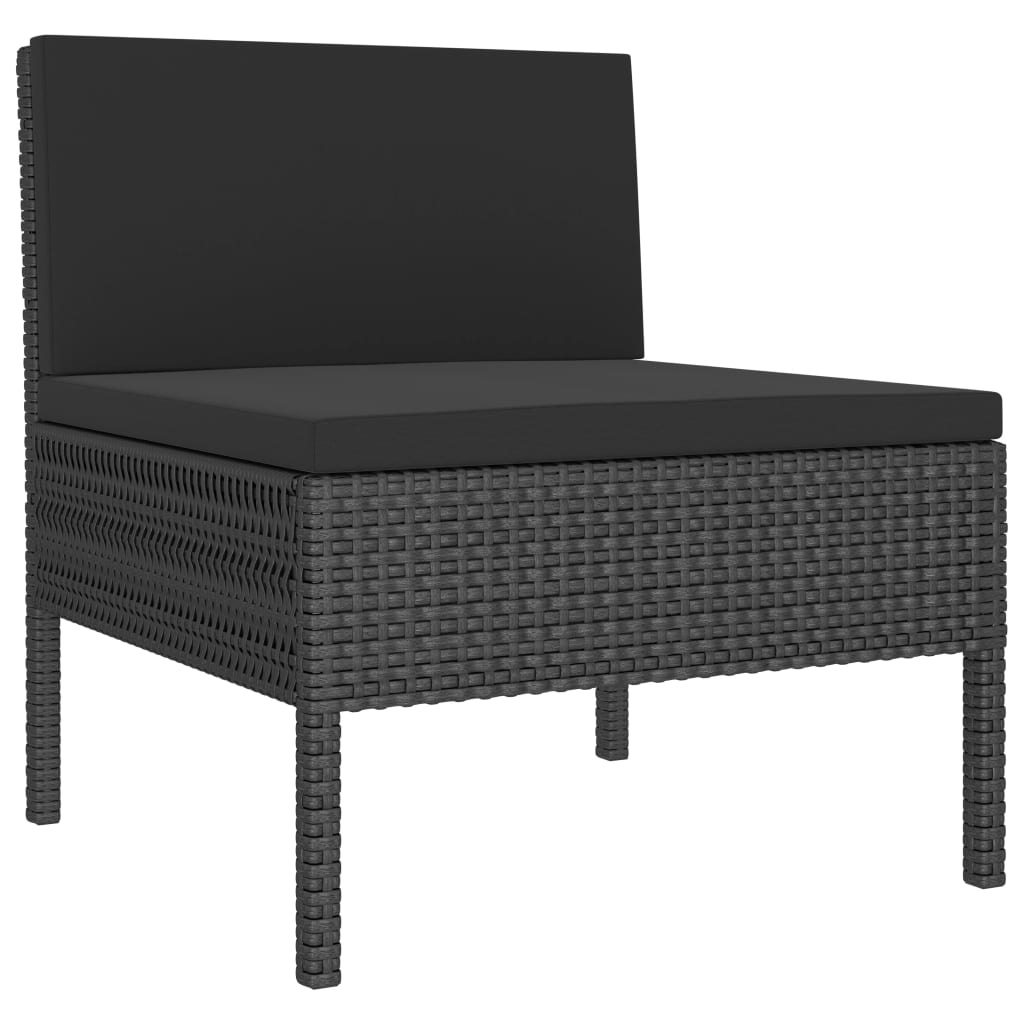 VidaXL 9-delige Loungeset met kussens poly rattan zwart