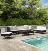 VidaXL 9-delige Loungeset met kussens poly rattan zwart
