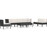 VidaXL 9-delige Loungeset met kussens poly rattan zwart