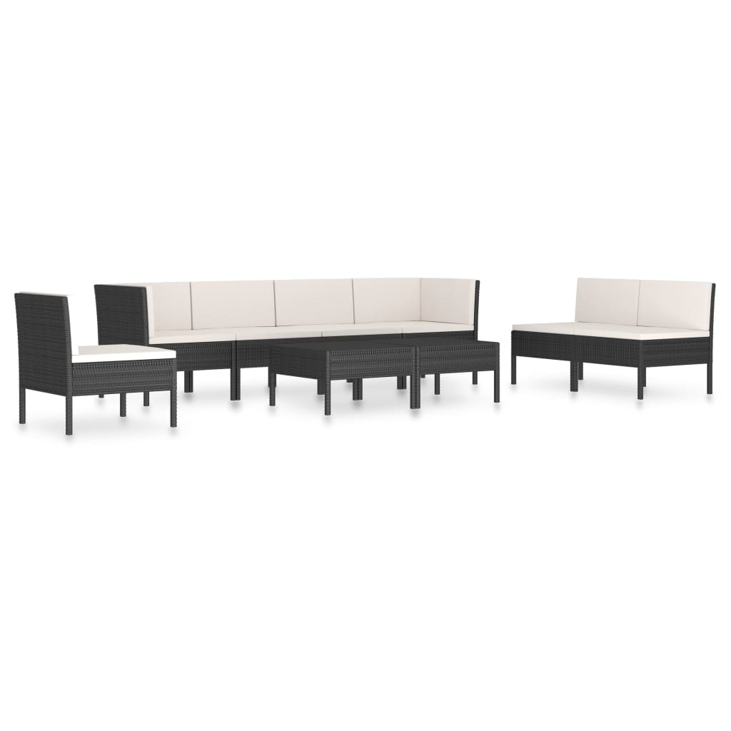 VidaXL 9-delige Loungeset met kussens poly rattan zwart