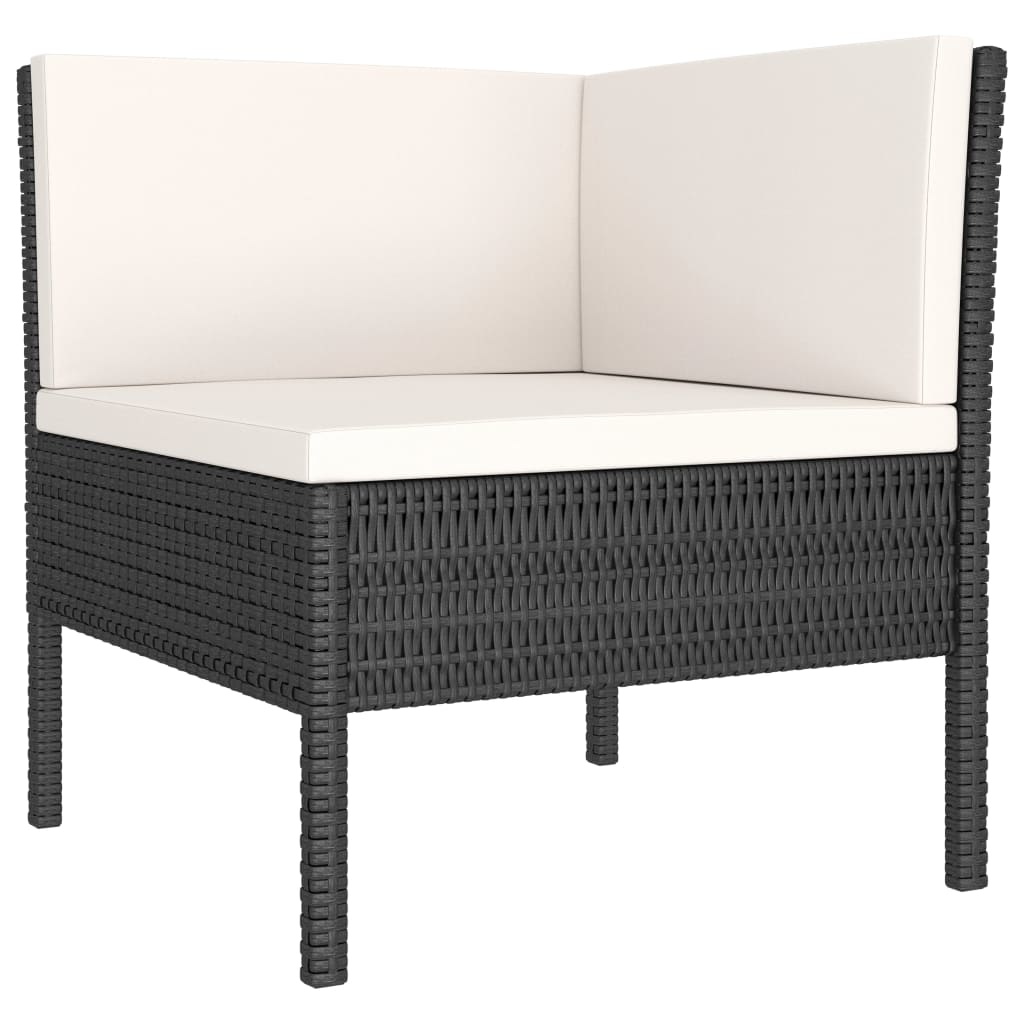 VidaXL 9-delige Loungeset met kussens poly rattan zwart