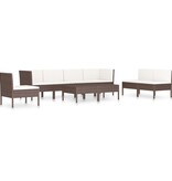 VidaXL 9-delige Loungeset met kussens poly rattan bruin