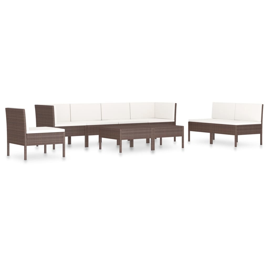 VidaXL 9-delige Loungeset met kussens poly rattan bruin