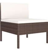 VidaXL 9-delige Loungeset met kussens poly rattan bruin