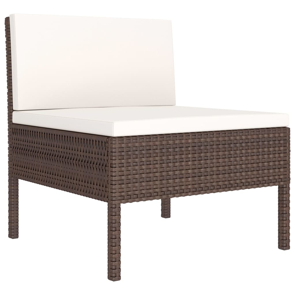VidaXL 9-delige Loungeset met kussens poly rattan bruin