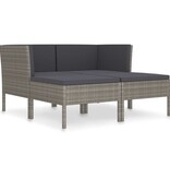 VidaXL 4-delige Loungeset met kussens poly rattan grijs