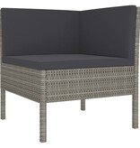VidaXL 4-delige Loungeset met kussens poly rattan grijs