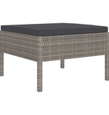VidaXL 4-delige Loungeset met kussens poly rattan grijs