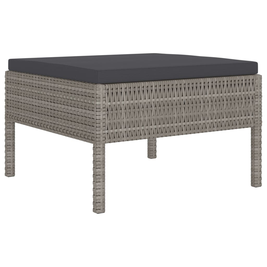 VidaXL 4-delige Loungeset met kussens poly rattan grijs
