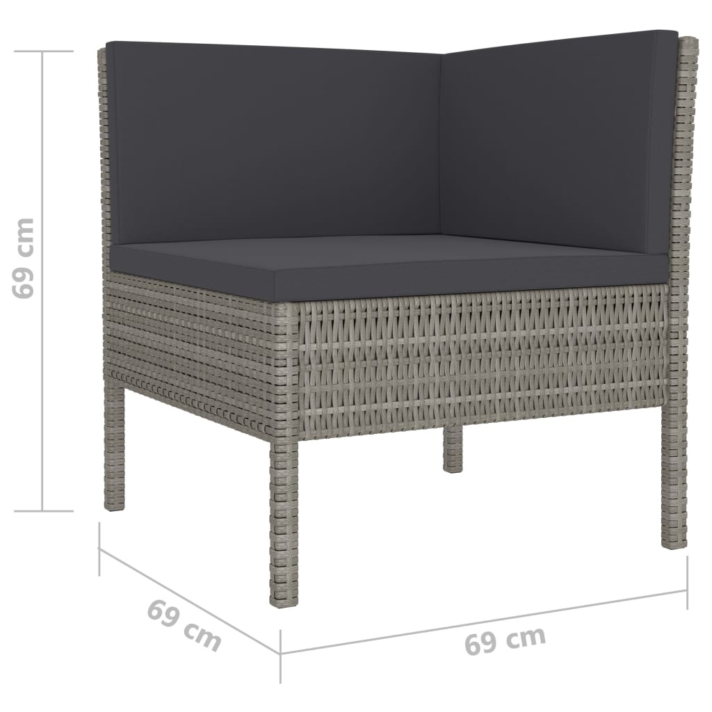 VidaXL 4-delige Loungeset met kussens poly rattan grijs