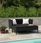 VidaXL 4-delige Loungeset met kussens poly rattan zwart