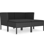 VidaXL 4-delige Loungeset met kussens poly rattan zwart