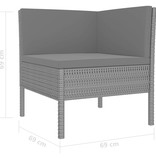 VidaXL 4-delige Loungeset met kussens poly rattan zwart