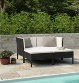 VidaXL 4-delige Loungeset met kussens poly rattan zwart