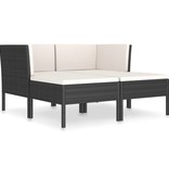 VidaXL 4-delige Loungeset met kussens poly rattan zwart