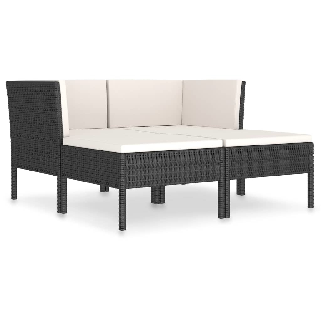 VidaXL 4-delige Loungeset met kussens poly rattan zwart