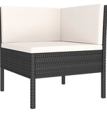 VidaXL 4-delige Loungeset met kussens poly rattan zwart