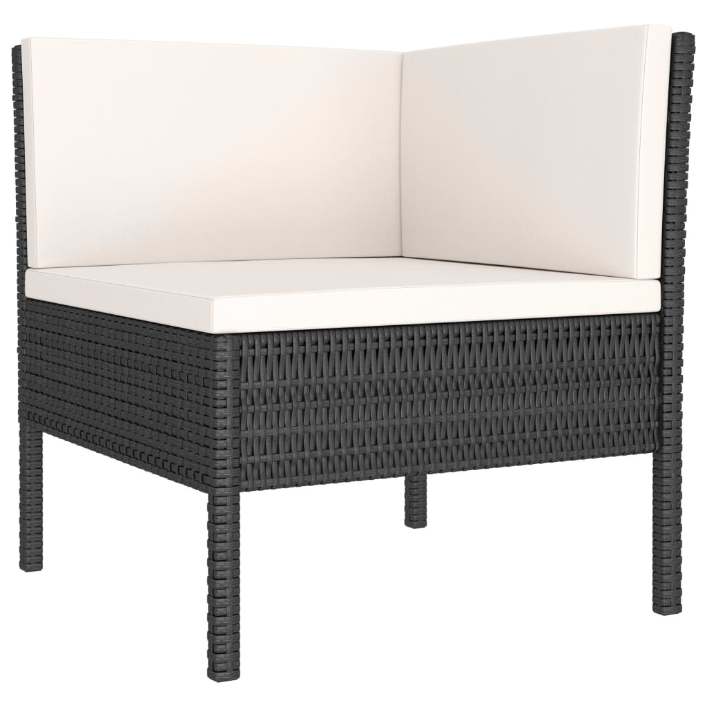 VidaXL 4-delige Loungeset met kussens poly rattan zwart