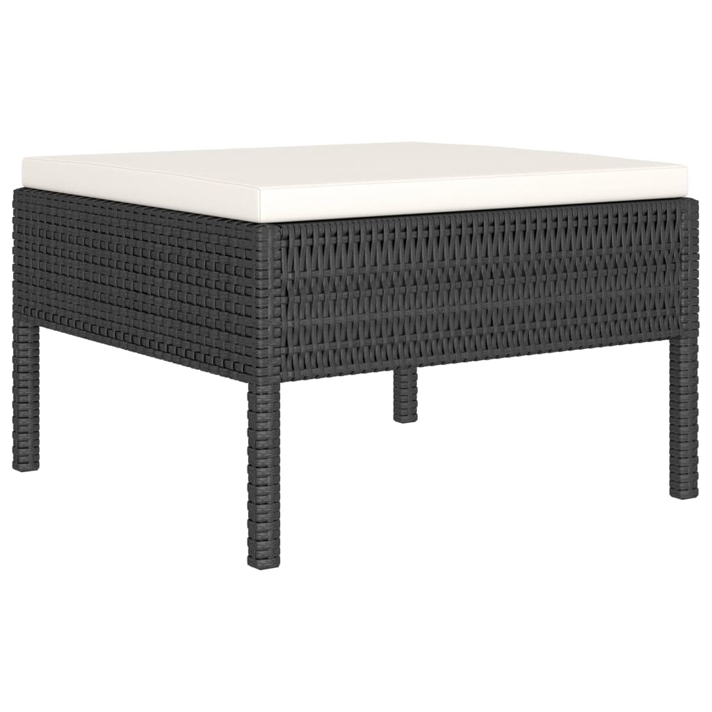 VidaXL 4-delige Loungeset met kussens poly rattan zwart