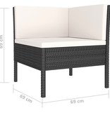 VidaXL 4-delige Loungeset met kussens poly rattan zwart