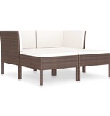 VidaXL 4-delige Loungeset met kussens poly rattan bruin