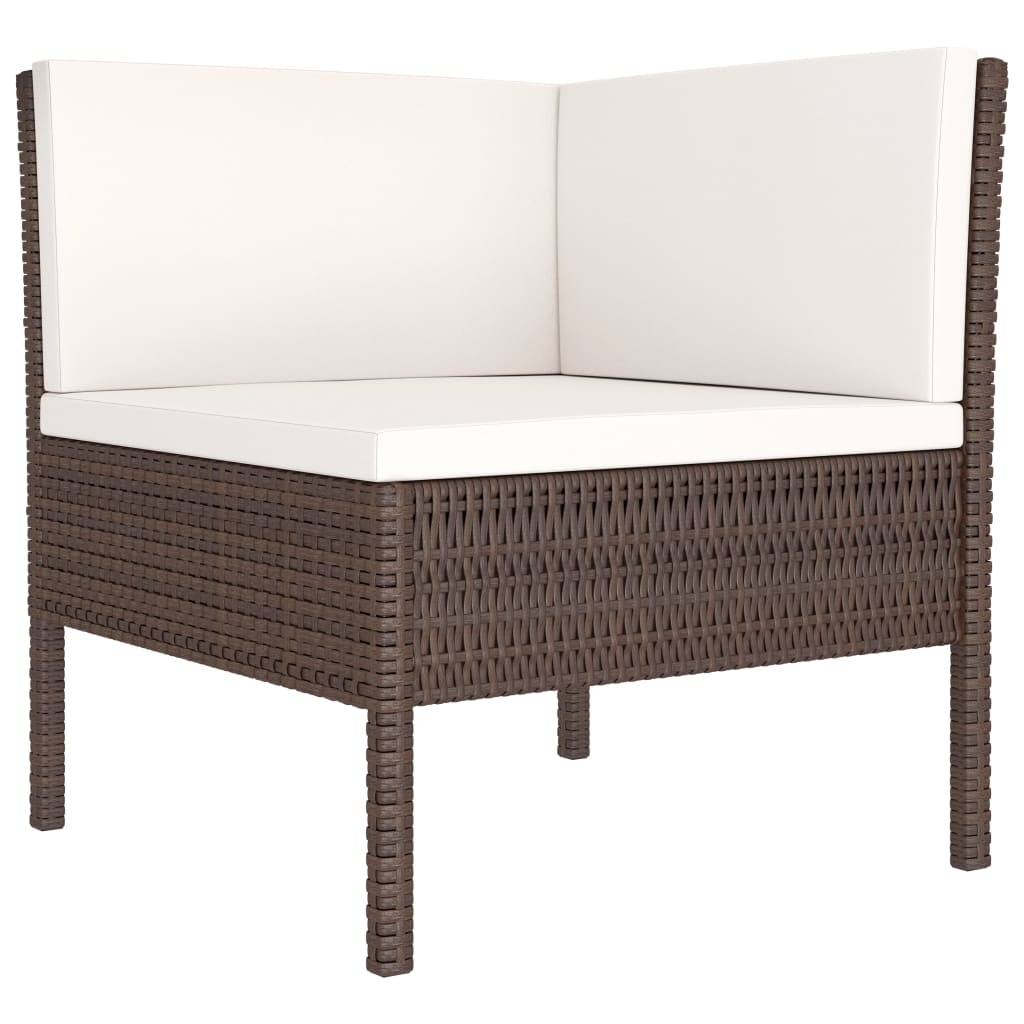 VidaXL 4-delige Loungeset met kussens poly rattan bruin