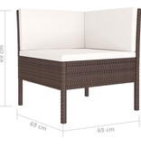 VidaXL 4-delige Loungeset met kussens poly rattan bruin