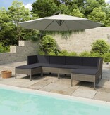 VidaXL 6-delige Loungeset met kussens poly rattan grijs