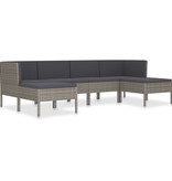 VidaXL 6-delige Loungeset met kussens poly rattan grijs